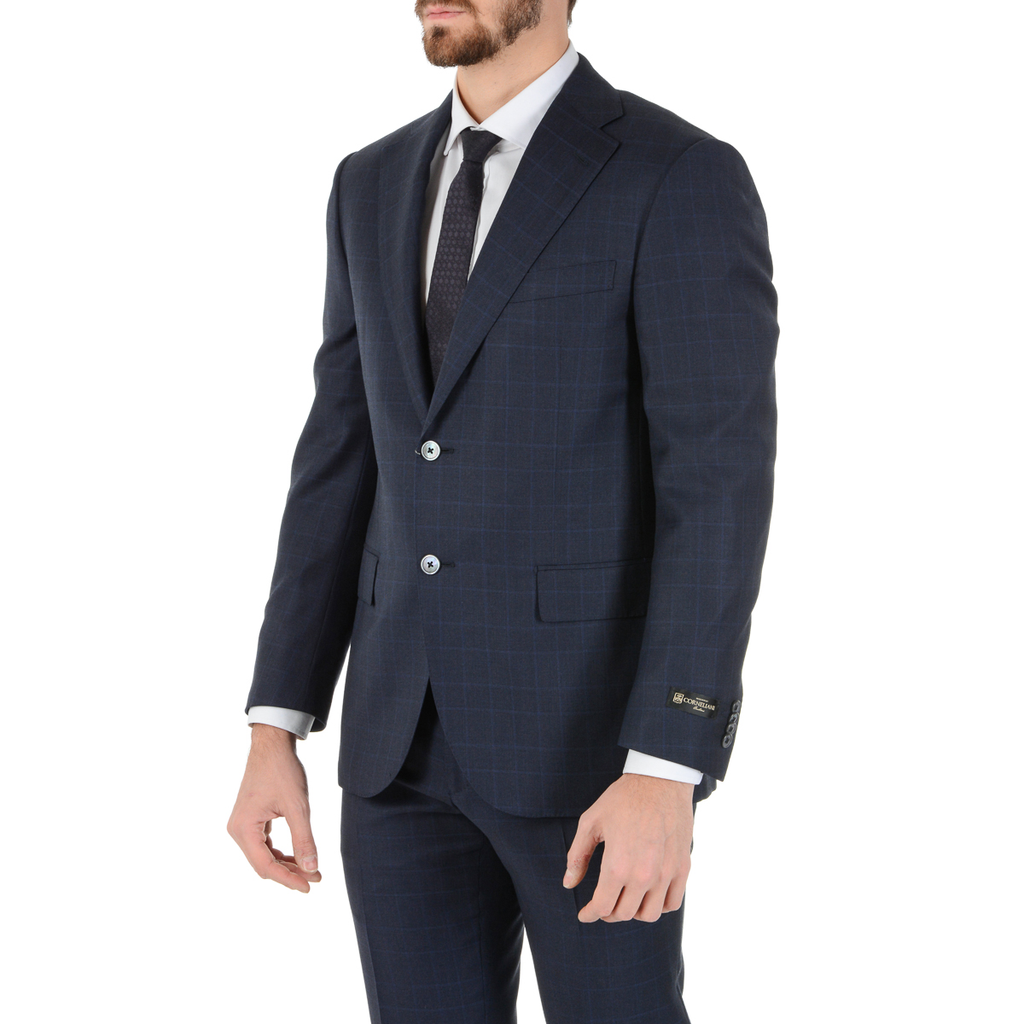 Abito da uomo Corneliani maniche lunghe blu scuro Super 110's