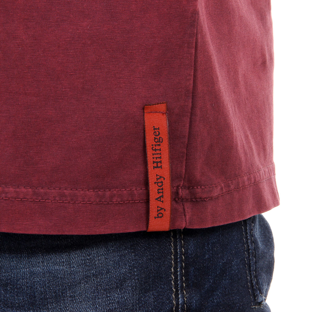 Andrew Charles T-shirt da uomo a maniche corte con scollo a V Bordeaux ELI