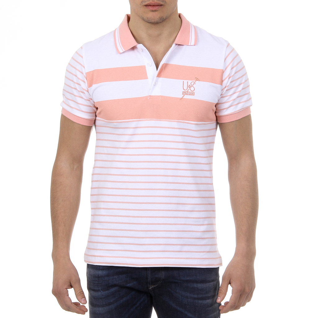 Polo da uomo a maniche corte Ufford & Suffolk Polo Club US006 ROSA