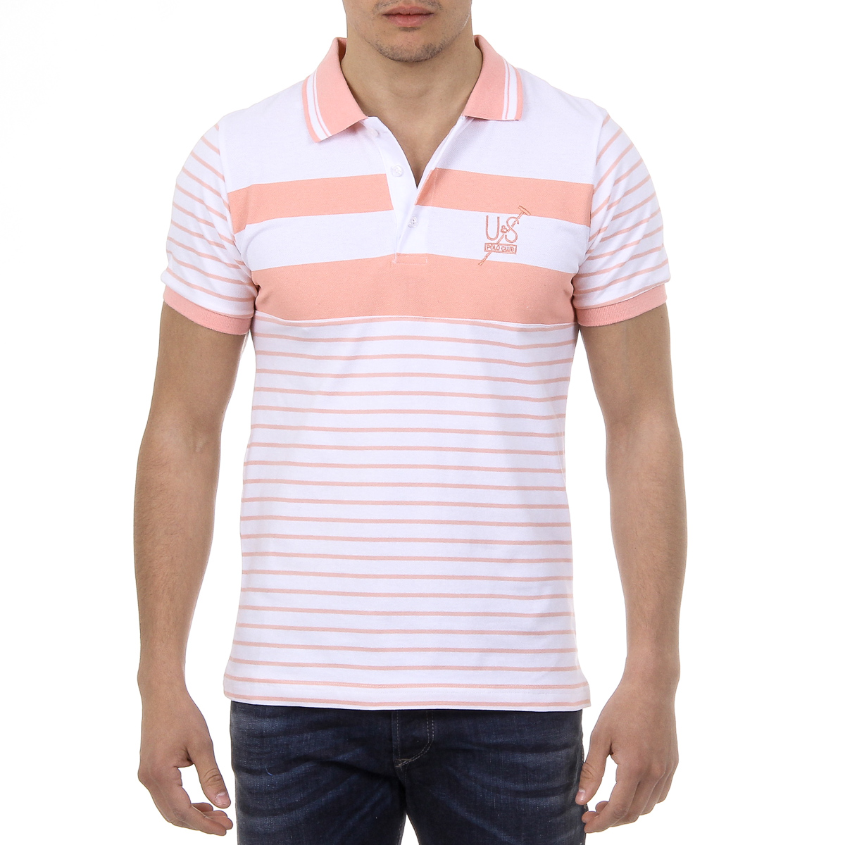 Polo da uomo a maniche corte Ufford & Suffolk Polo Club US006 ROSA