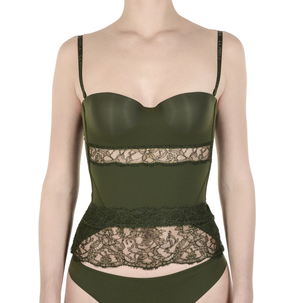 La Perla Top Donna Bustino Verde Scuro