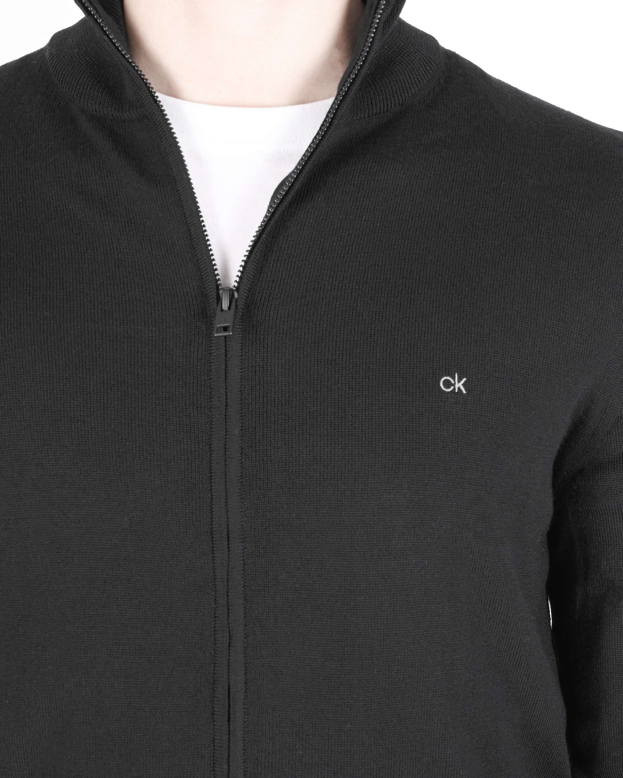Calvin Klein Maglione con zip da uomo nero K10K108196BEH