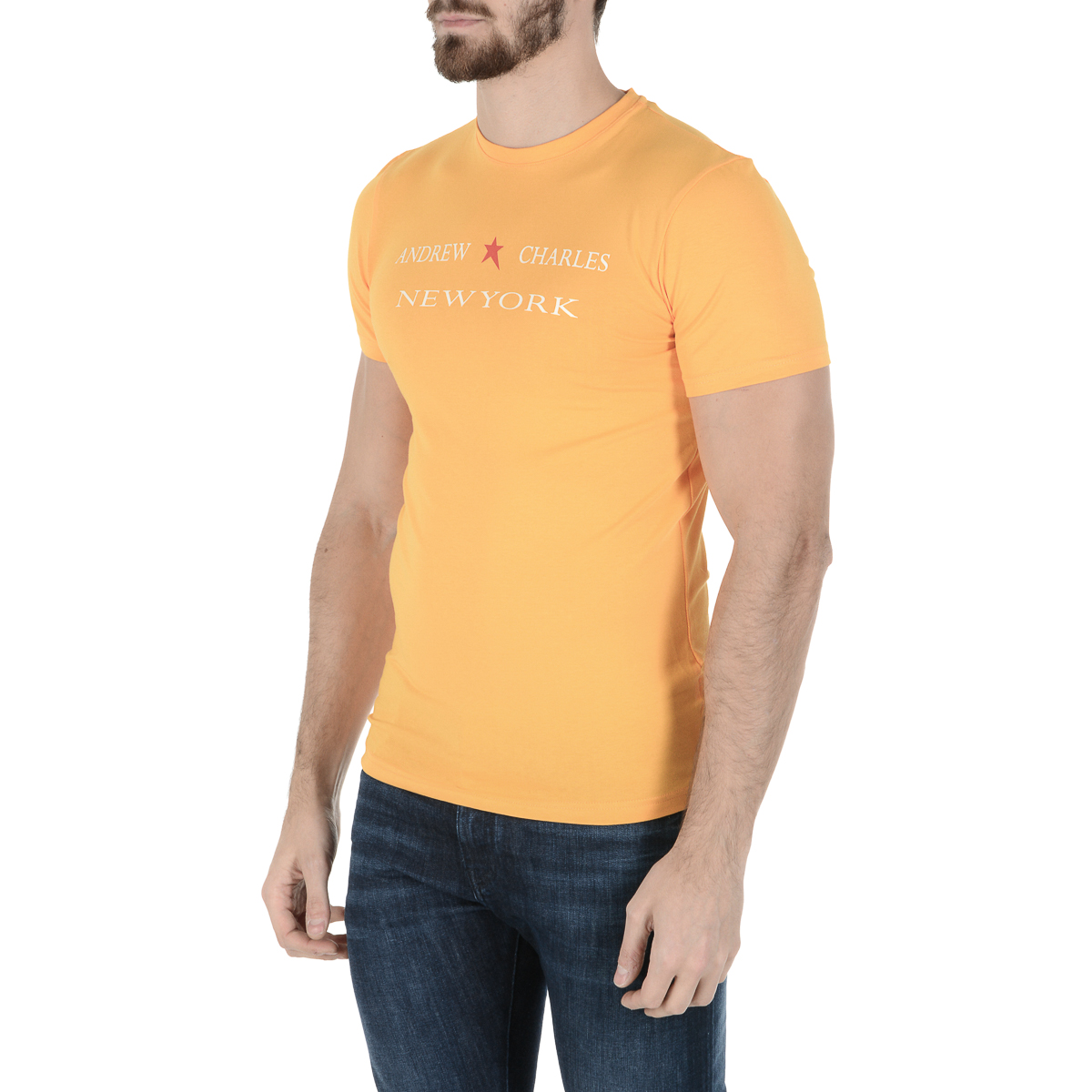 Andrew Charles T-shirt da uomo a maniche corte con scollo rotondo gialla KEITA