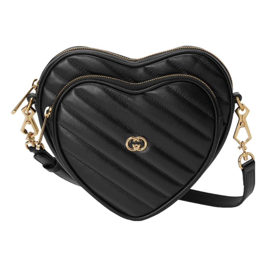 Borsa a tracolla in pelle matelassé con cuore