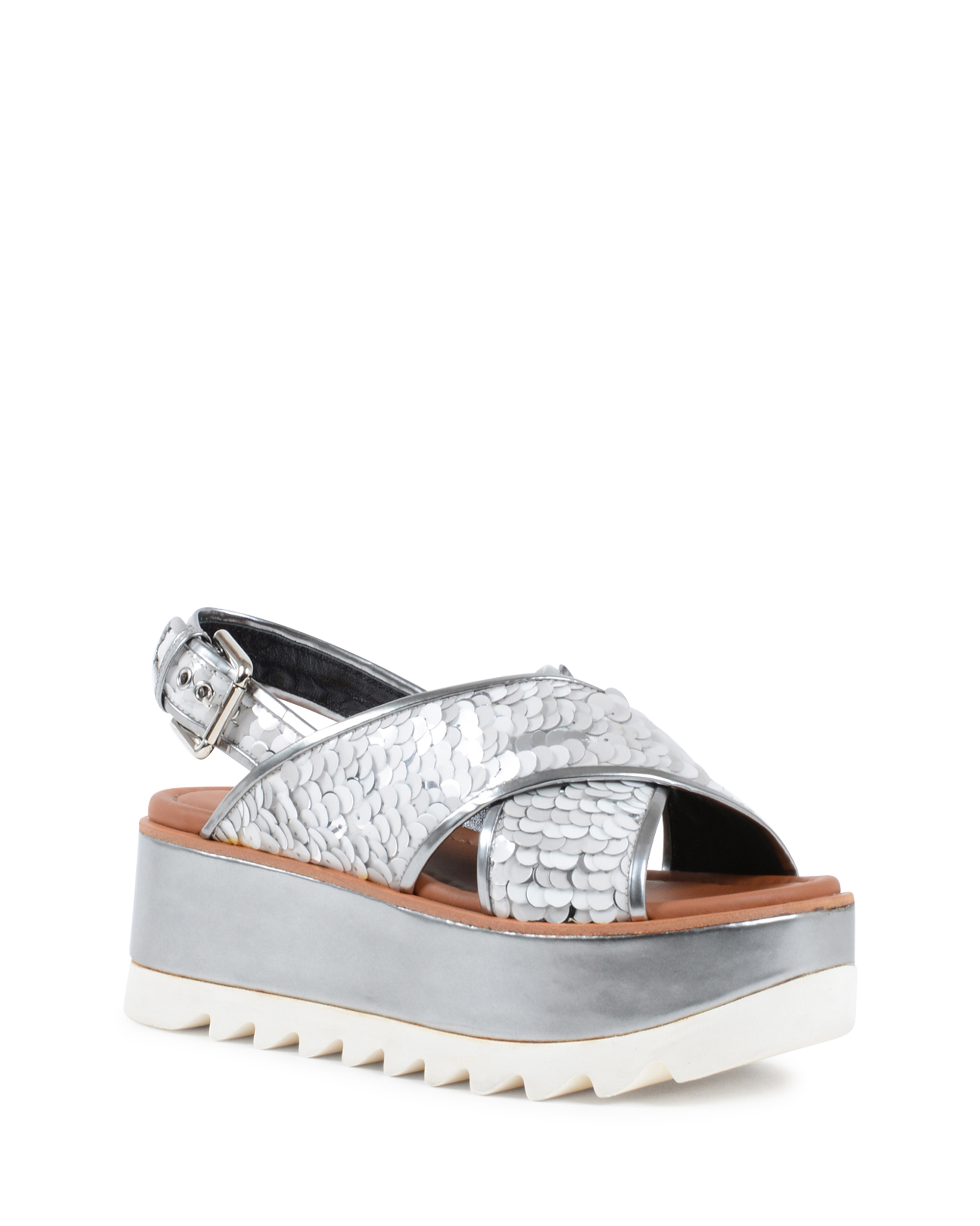 Sandalo con plateau da donna Premiata argento M4722 IRON SILVER