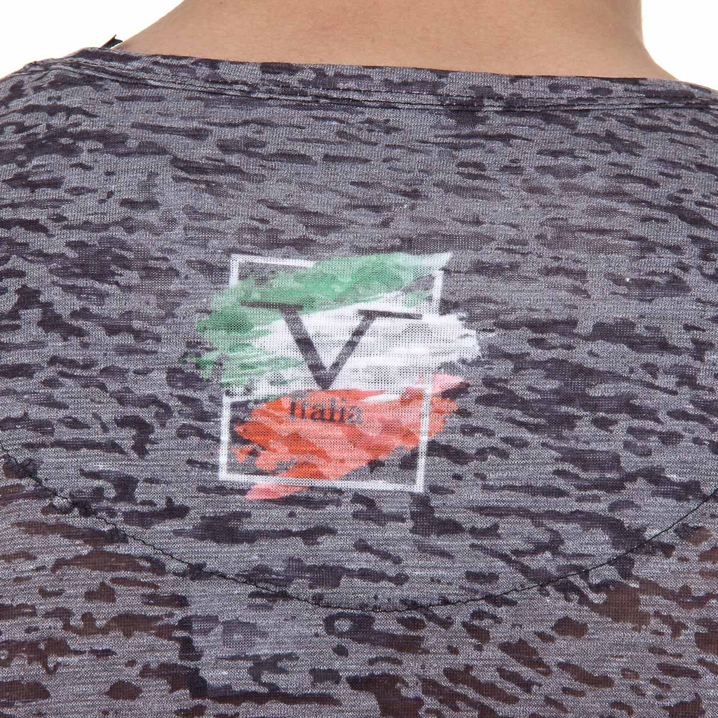 V 1969 Italia T-shirt da uomo a maniche corte con scollo a V, nera LUCAS