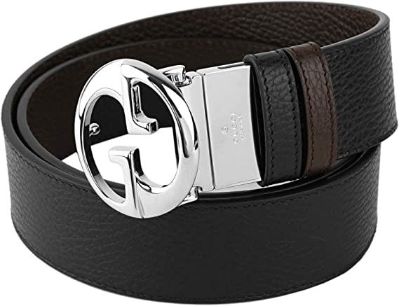 Cintura reversibile Gucci da uomo in pelle nera marrone scuro