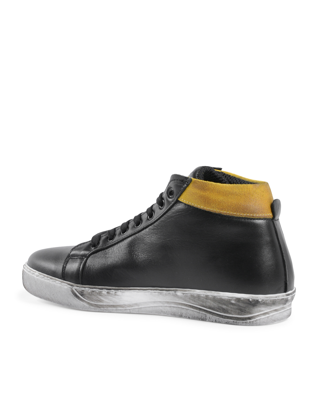 Sneaker da uomo 19V69 Italia Nero Giallo 2130 VITELLO NERO CAM GIALLO