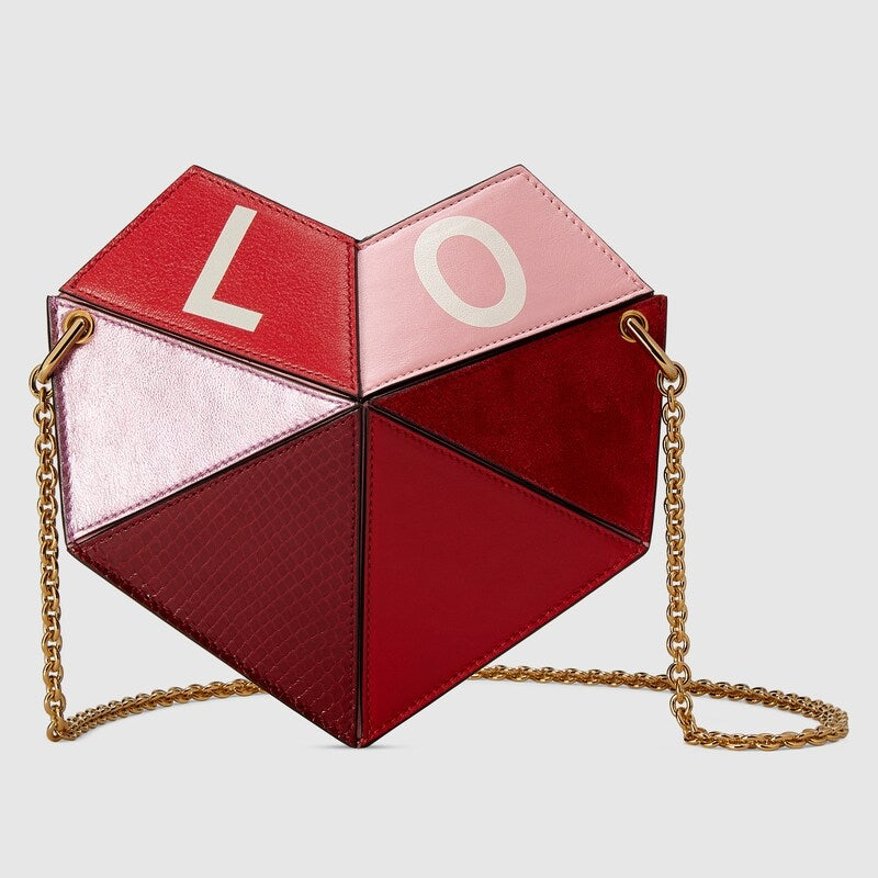 Gucci Borsa a tracolla piccola a forma di cuore rosso rosa