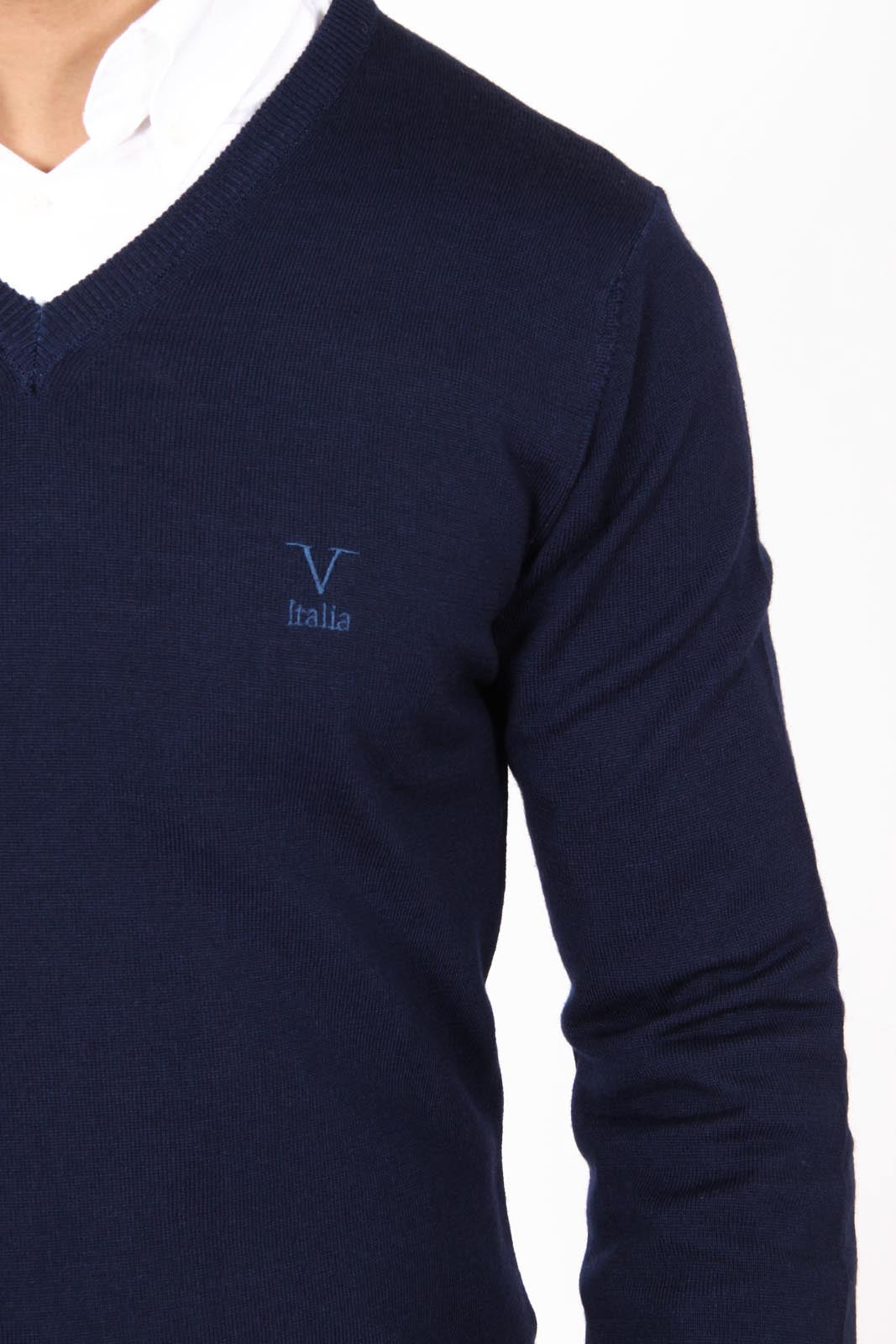 Maglione uomo scollo a V V 1969 Italia 9801 SCOLLO V BLU NAVY