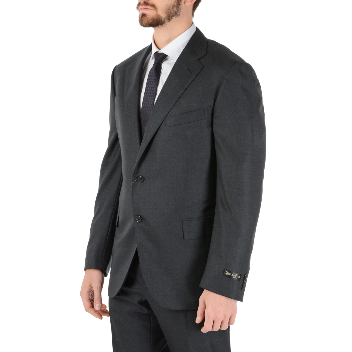 Corneliani Abito da uomo a maniche lunghe grigio scuro Super 160's