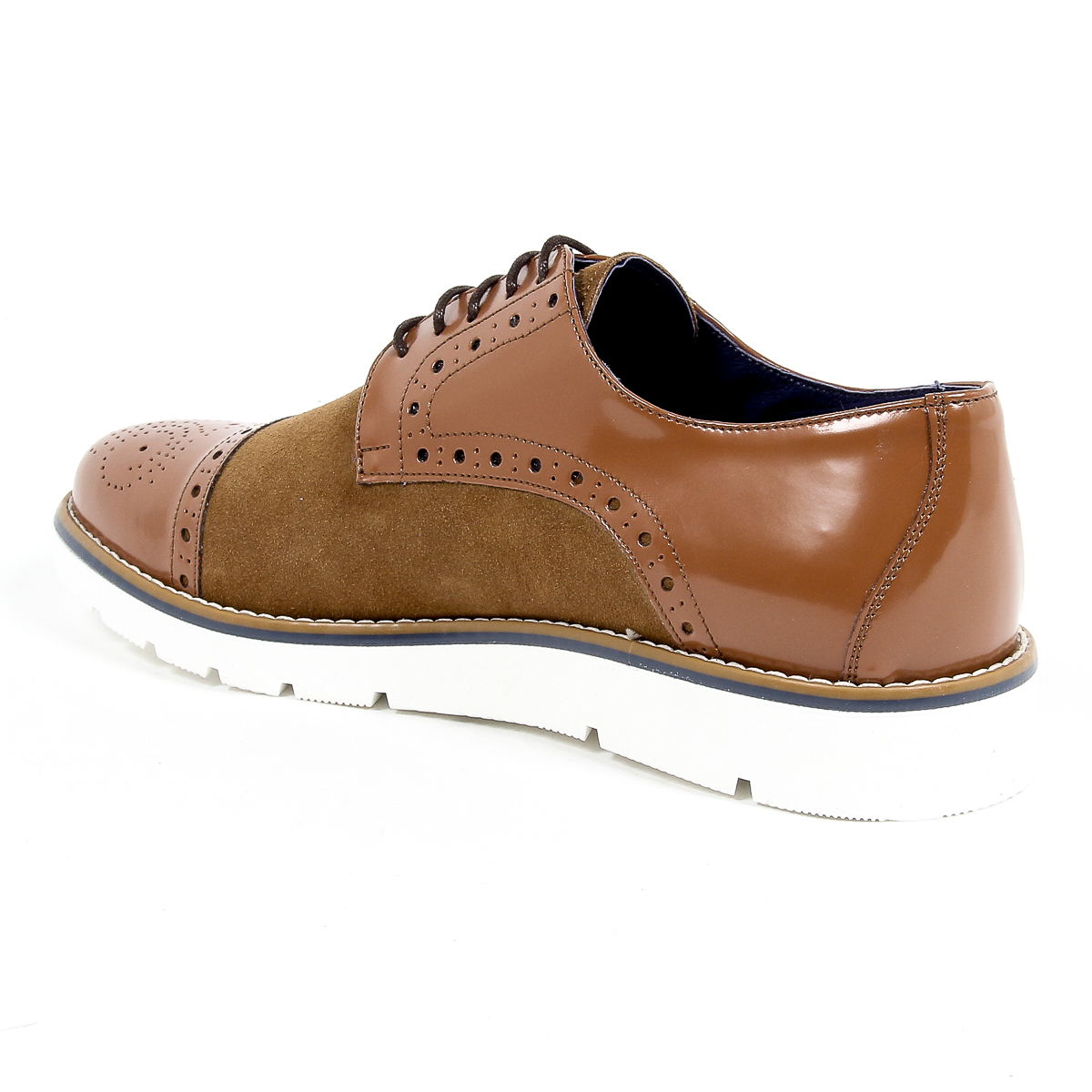 Andrew Charles Mens Brogue Oxford Shoe 911 ABRASIVATO CAMOSCIO COGNAC