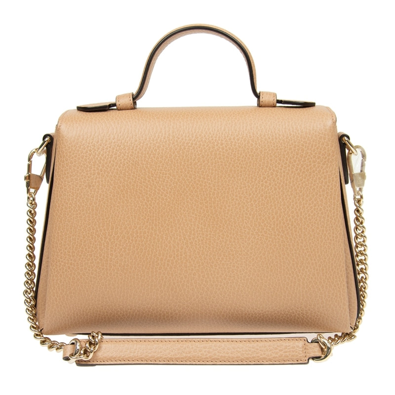 Borsa Gucci Interlocking in pelle con catena beige