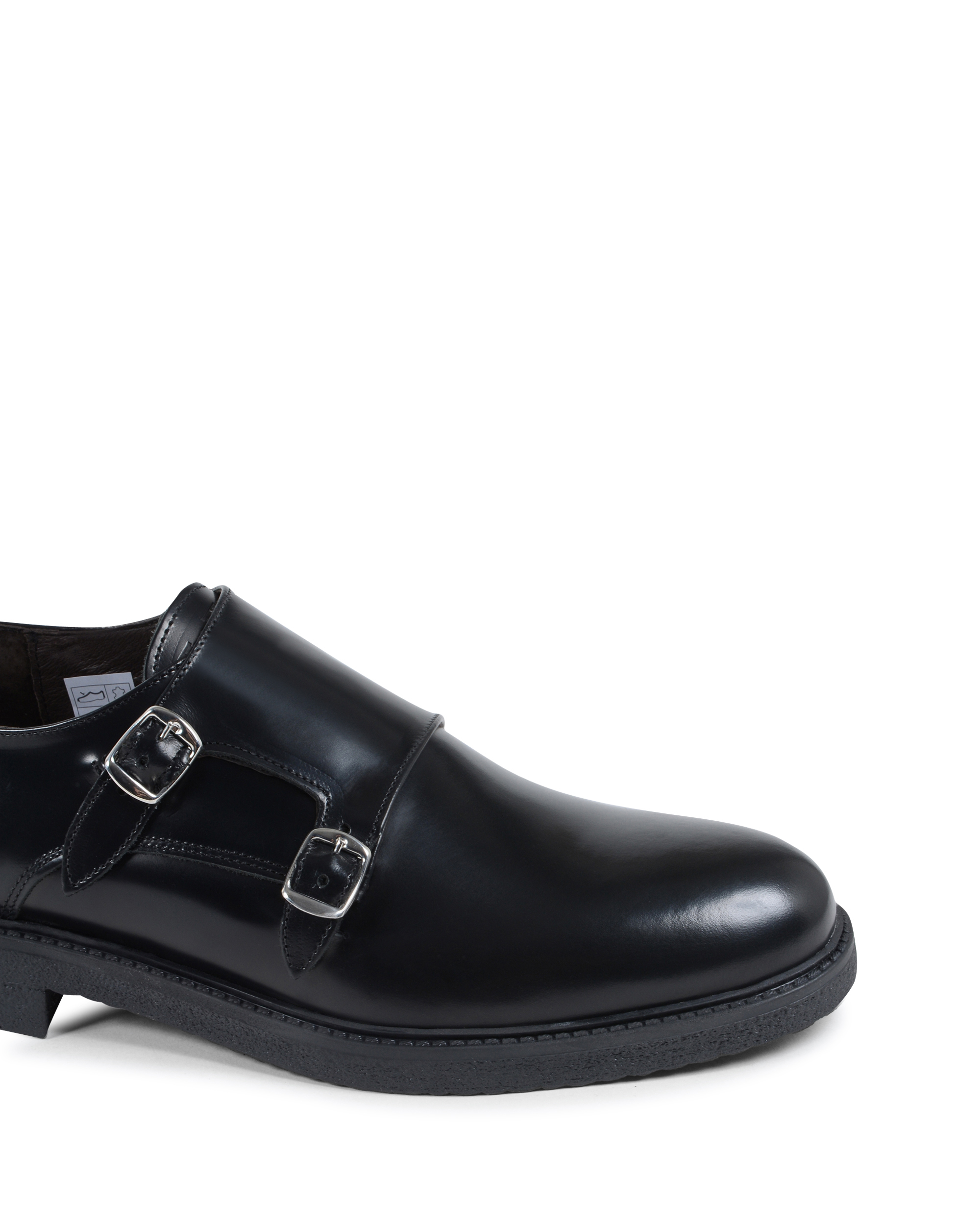 19V69 Italia Mens Double Buckle Shoe Black 1210 P ABRASIVATO NERO