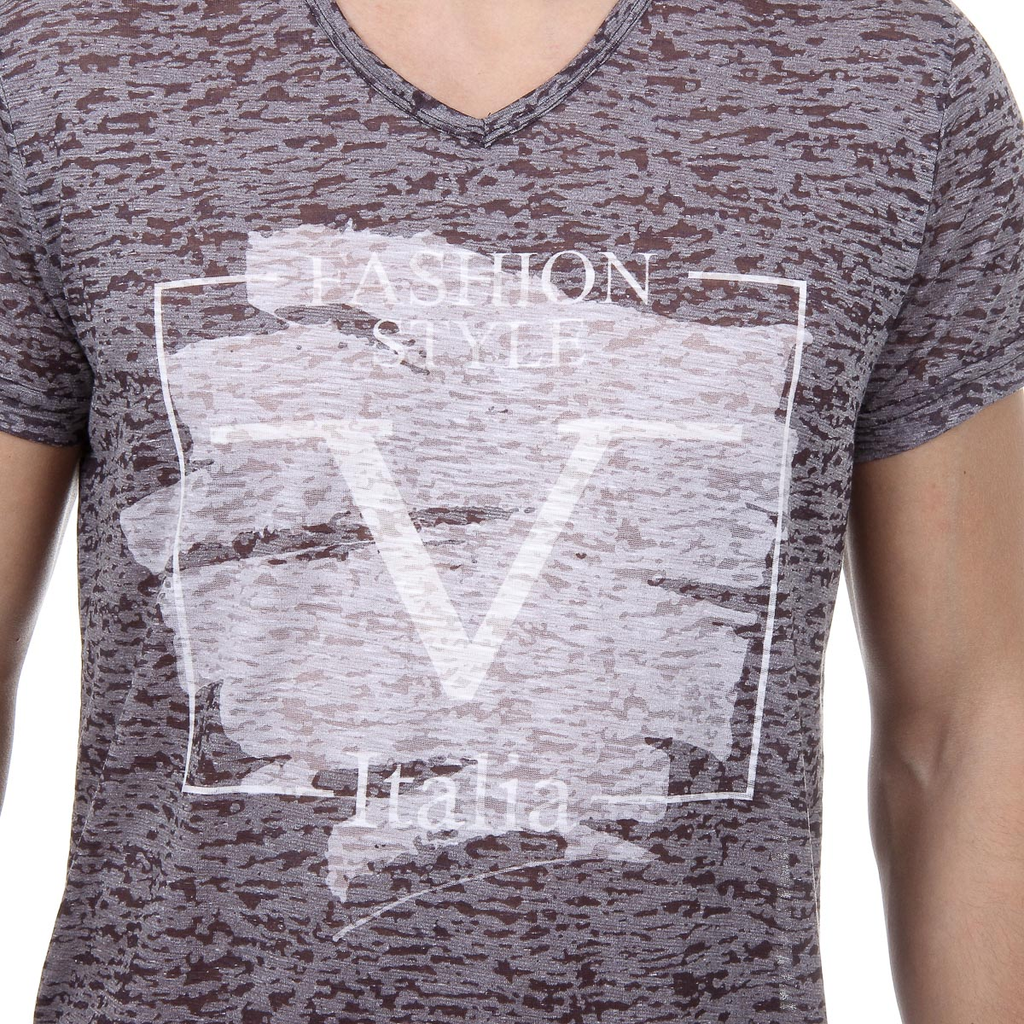 V 1969 Italia T-shirt da uomo a maniche corte con scollo a V nera DANIEL