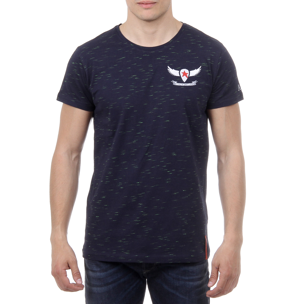 Andrew Charles T-shirt da uomo a maniche corte con scollo tondo blu scuro DYLAN