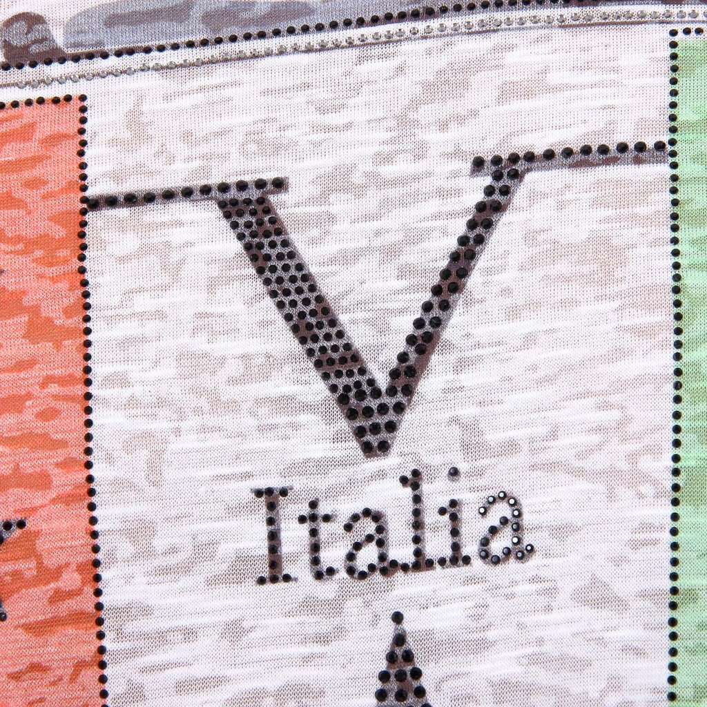 V 1969 Italia T-shirt da uomo a maniche corte con scollo rotondo multicolore OWEN
