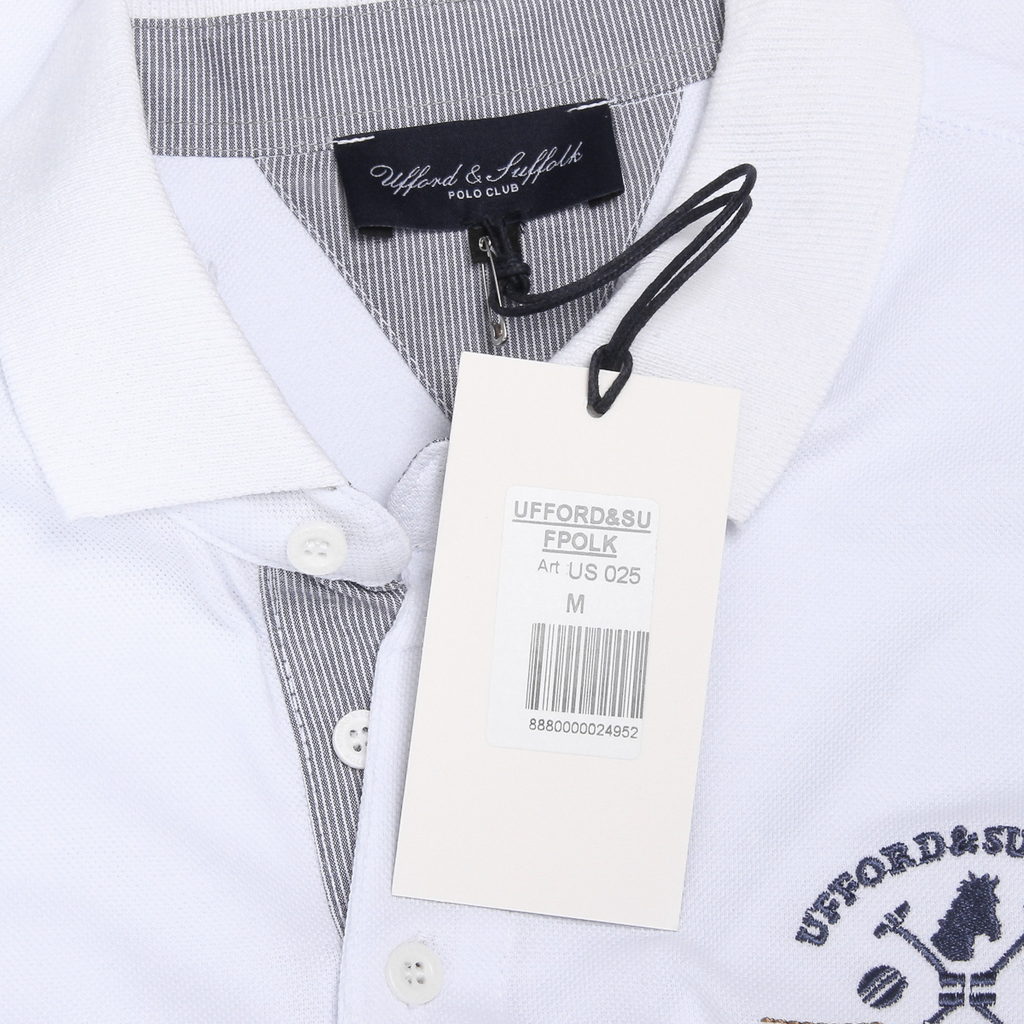 Polo da uomo a maniche corte Ufford & Suffolk Polo Club US025 BIANCO