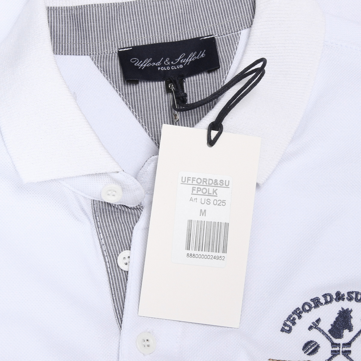 Polo da uomo a maniche corte Ufford & Suffolk Polo Club US025 BIANCO