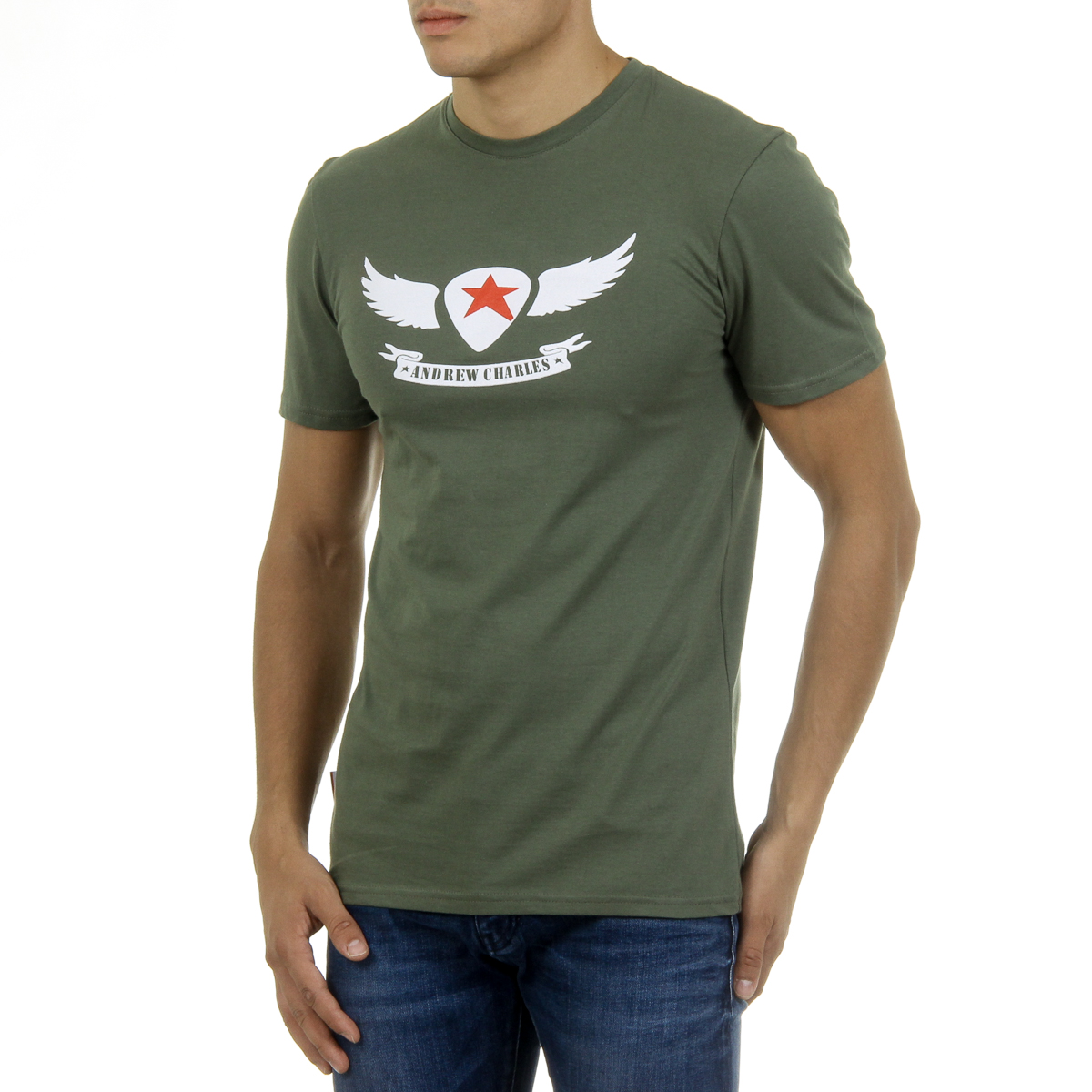 Andrew Charles T-shirt da uomo a maniche corte con scollo rotondo verde KEITA