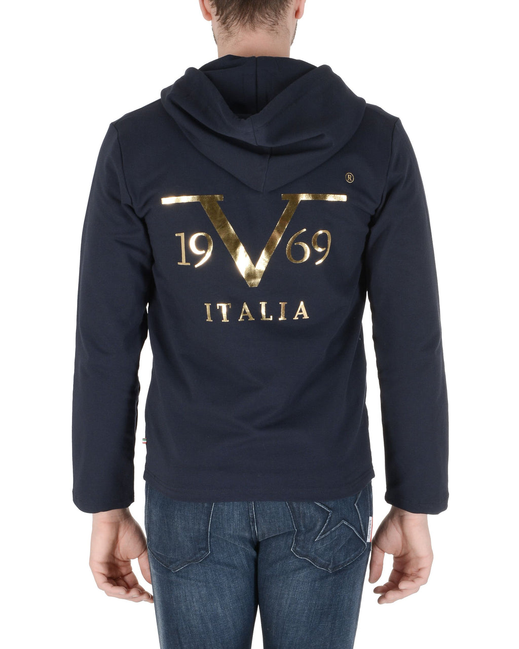 19V69 Italia Felpa con cappuccio da uomo blu navy THOMAS BLU NAVY