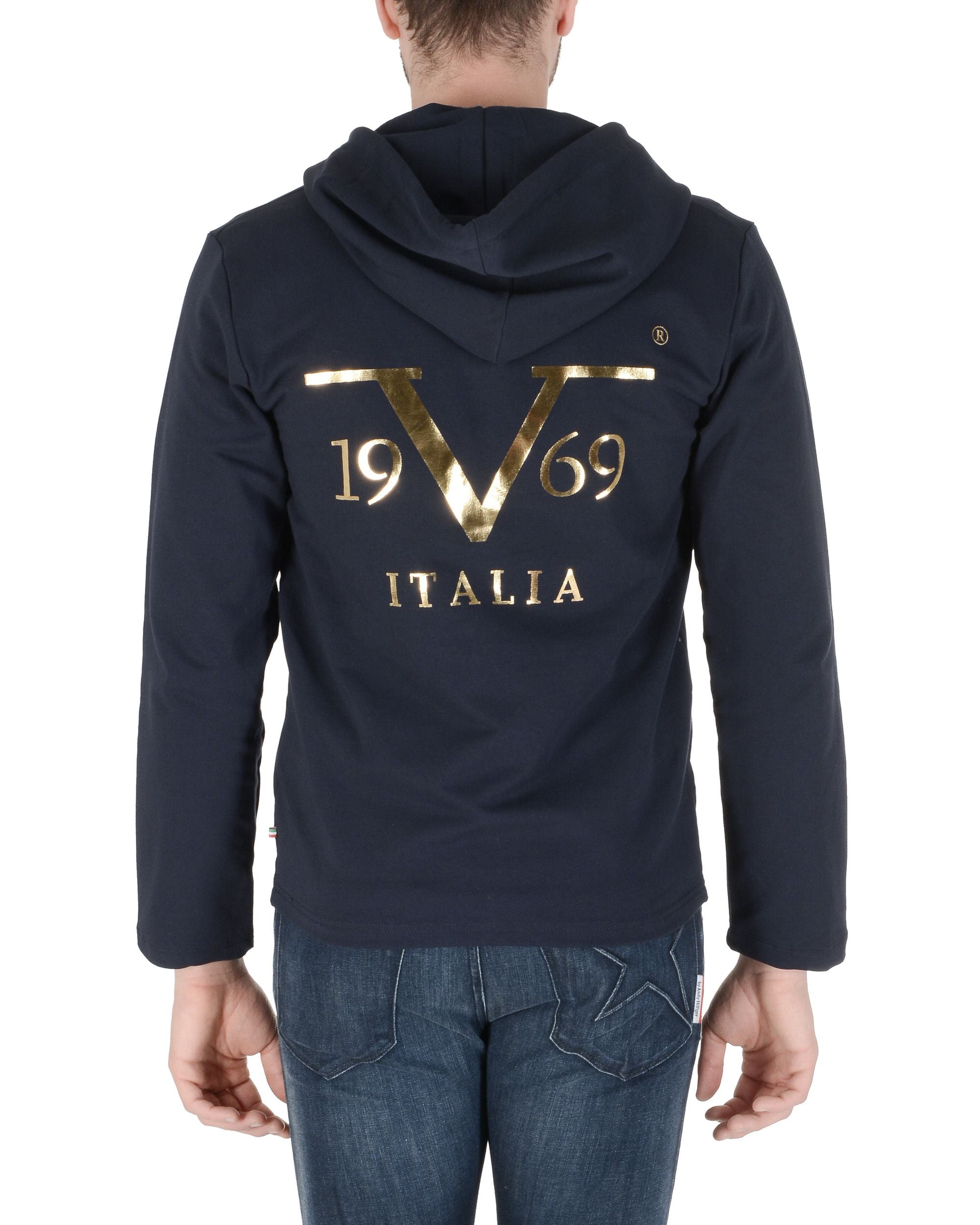19V69 Italia Felpa con cappuccio da uomo blu navy THOMAS BLU NAVY