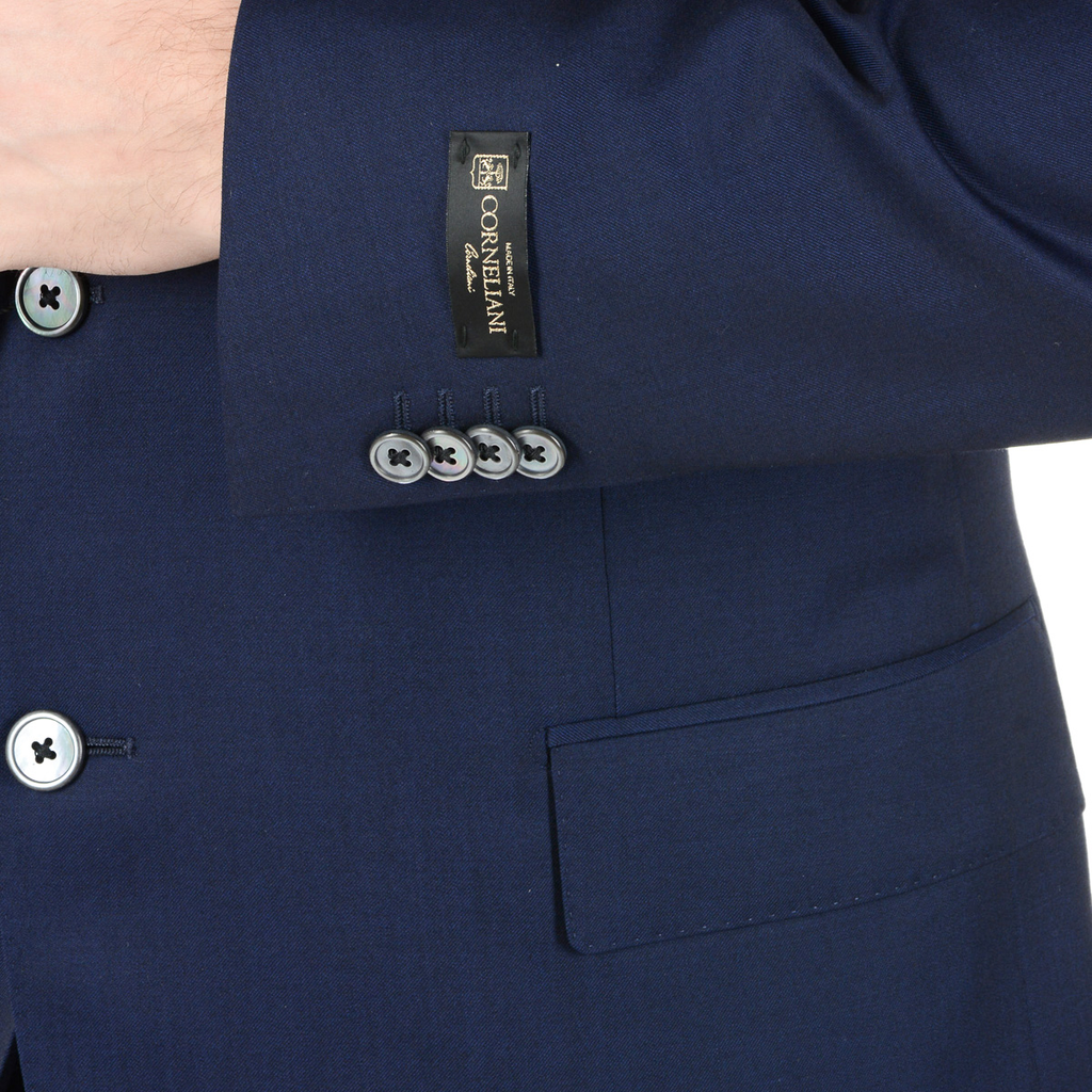 Abito da uomo Corneliani maniche lunghe blu Super 110's