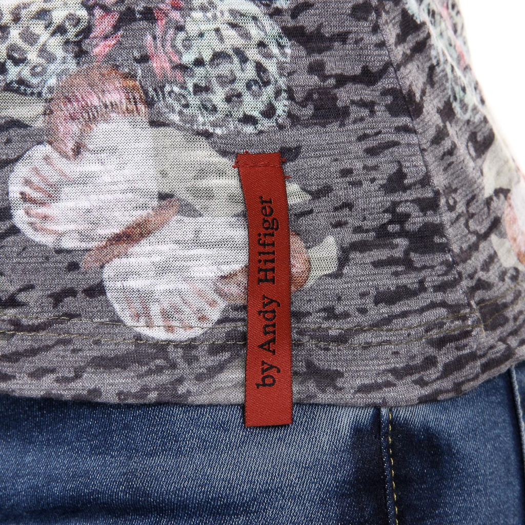 Andrew Charles T-shirt da donna a maniche corte con scollo a V verde scuro STELLA