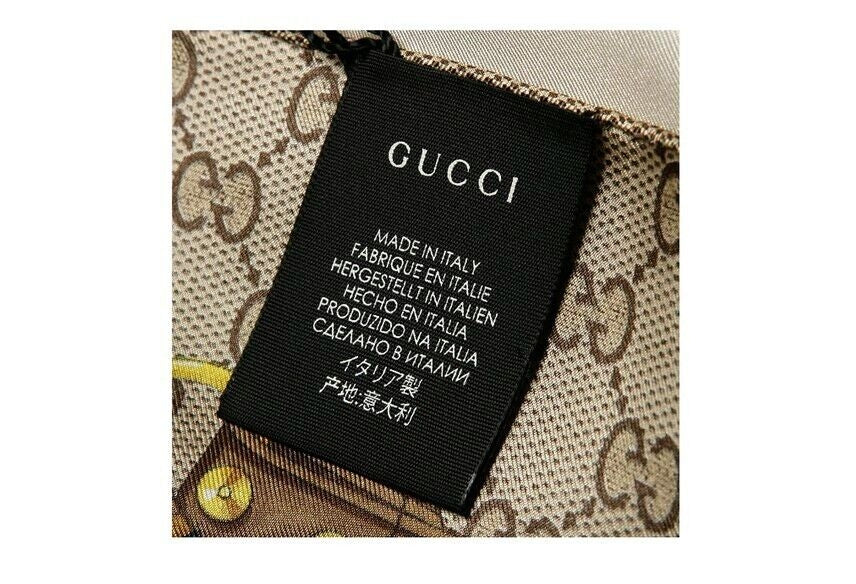 Sciarpa Gucci GG monogramma stampa 100% seta 90x90 cm marrone multi