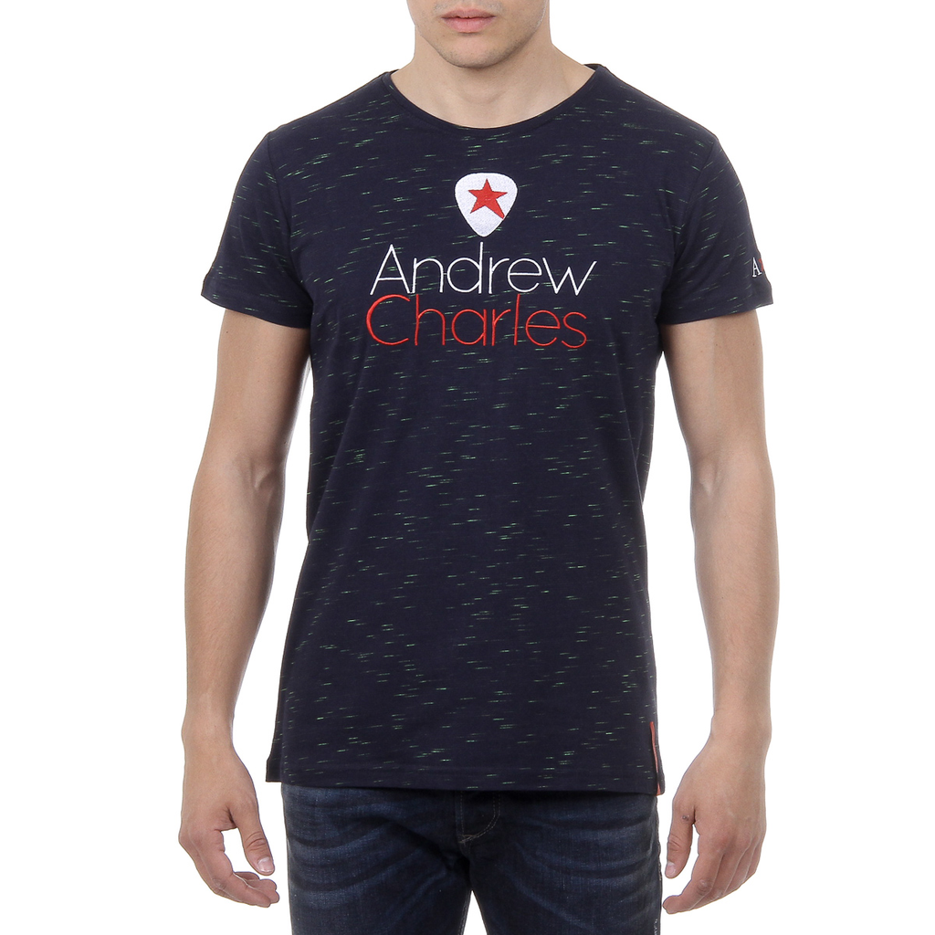 Andrew Charles T-shirt da uomo a maniche corte con scollo tondo blu scuro JACK