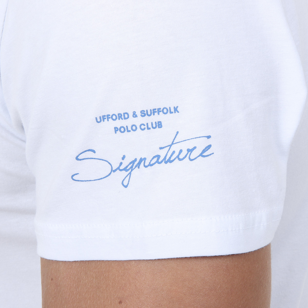 T-shirt da uomo Ufford & Suffolk Polo Club a maniche corte con scollo rotondo US028 BIANCO
