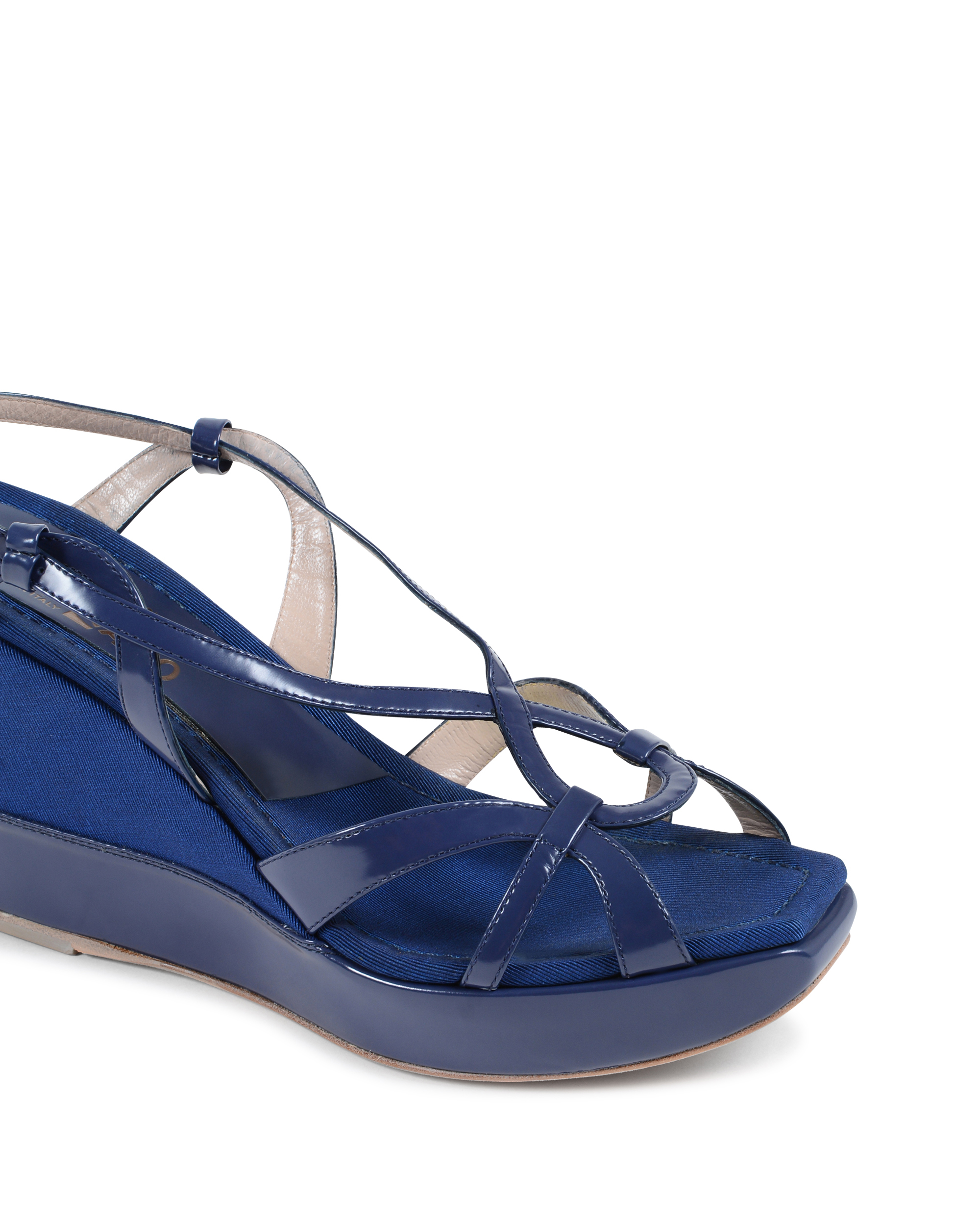 Sandalo con zeppa da donna Salvatore Ferragamo Blu Navy MIRAMAR