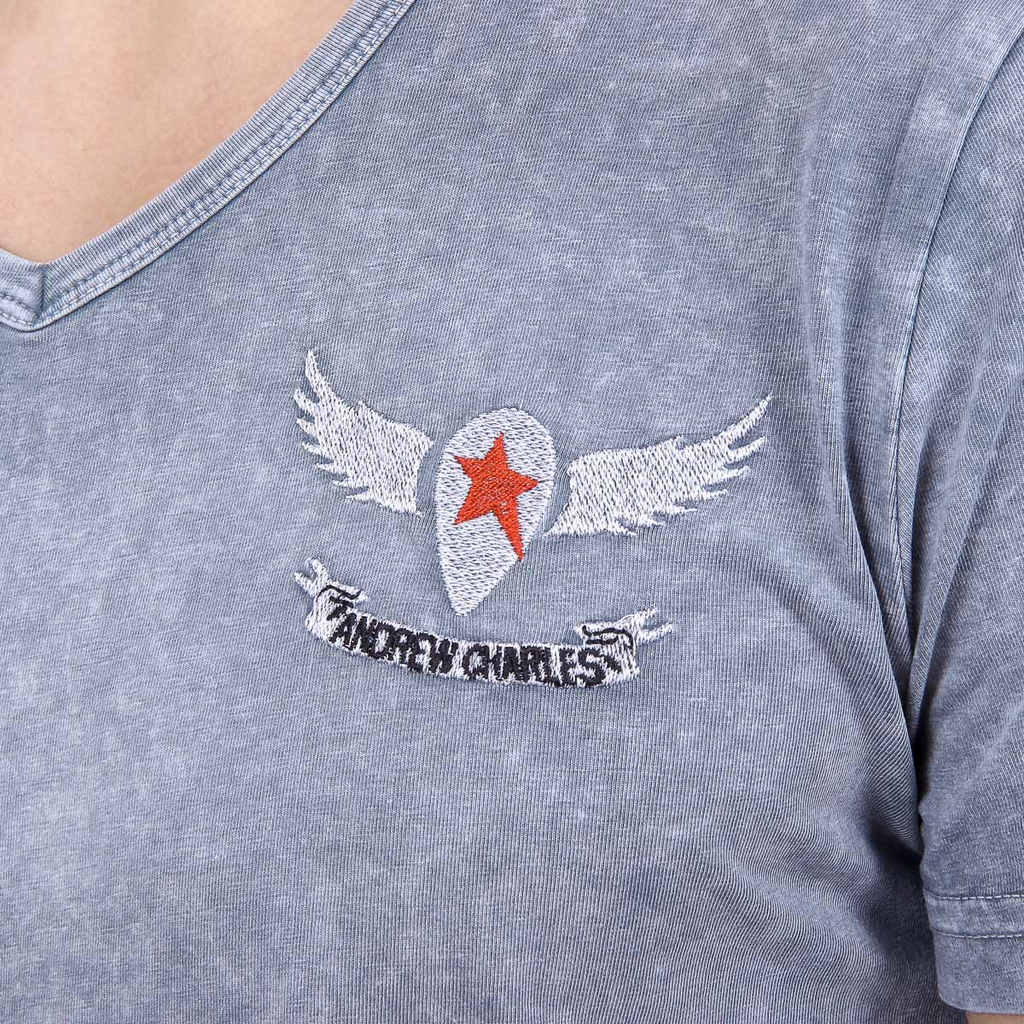 Andrew Charles T-shirt da uomo a maniche corte con scollo a V, grigia ELI