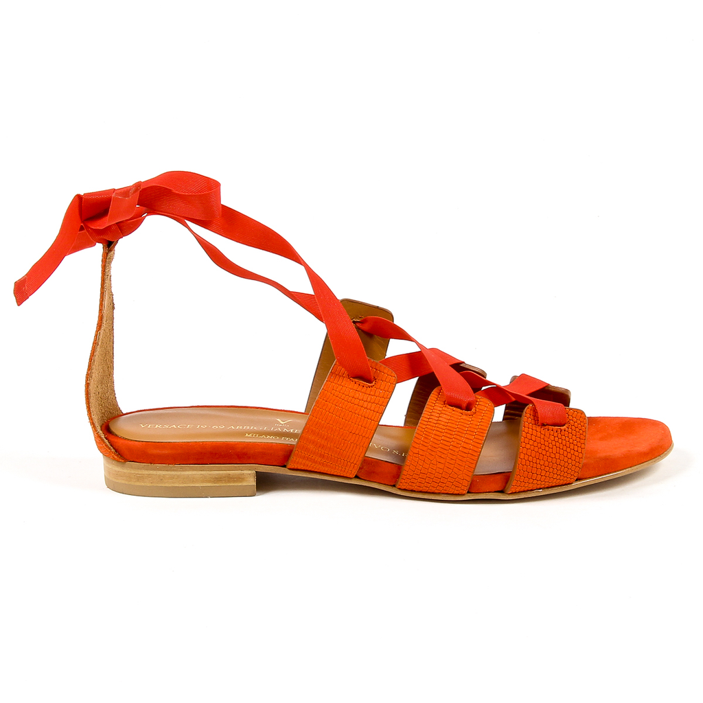 V 1969 Italia Sandalo piatto da donna rosso MORA