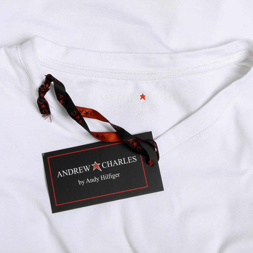 Andrew Charles T-shirt da uomo a maniche corte con scollo a V bianca KENAN