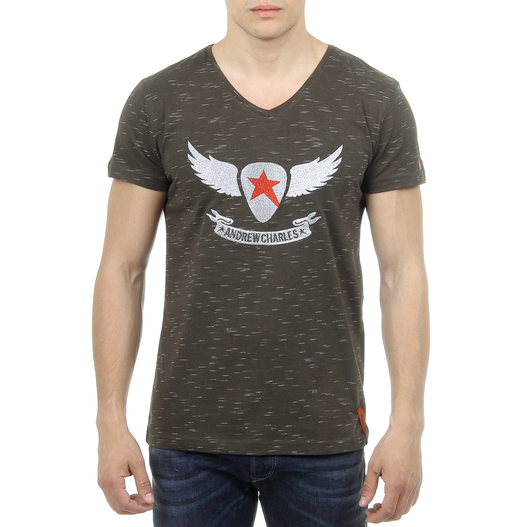 Andrew Charles T-shirt da uomo a maniche corte con scollo a V verde scuro CONNOR