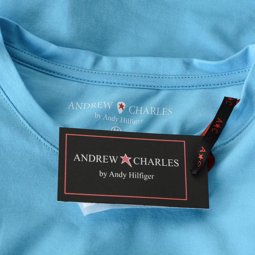 Andrew Charles T-shirt da uomo a maniche corte con scollo rotondo, blu chiaro KEITA