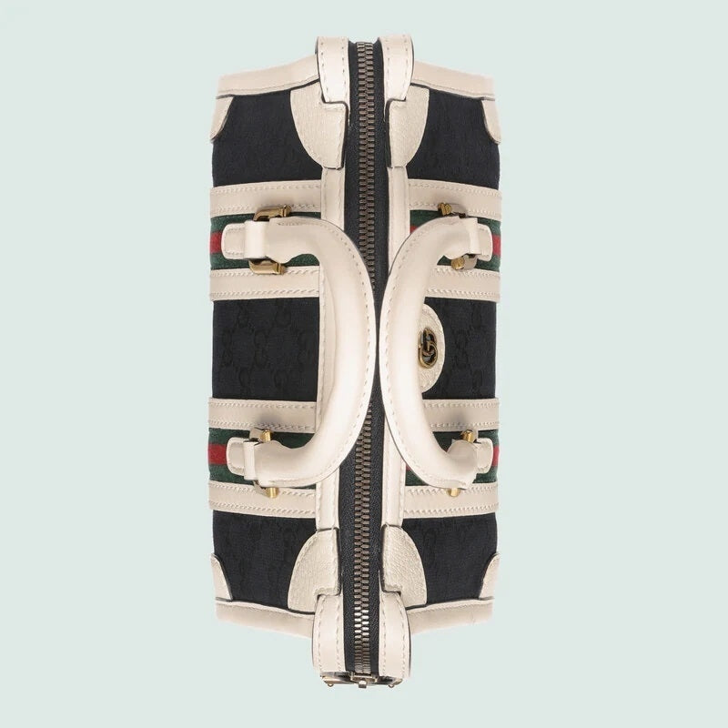 Borsa a tracolla Gucci GG Monogram e pelle nera e bianca