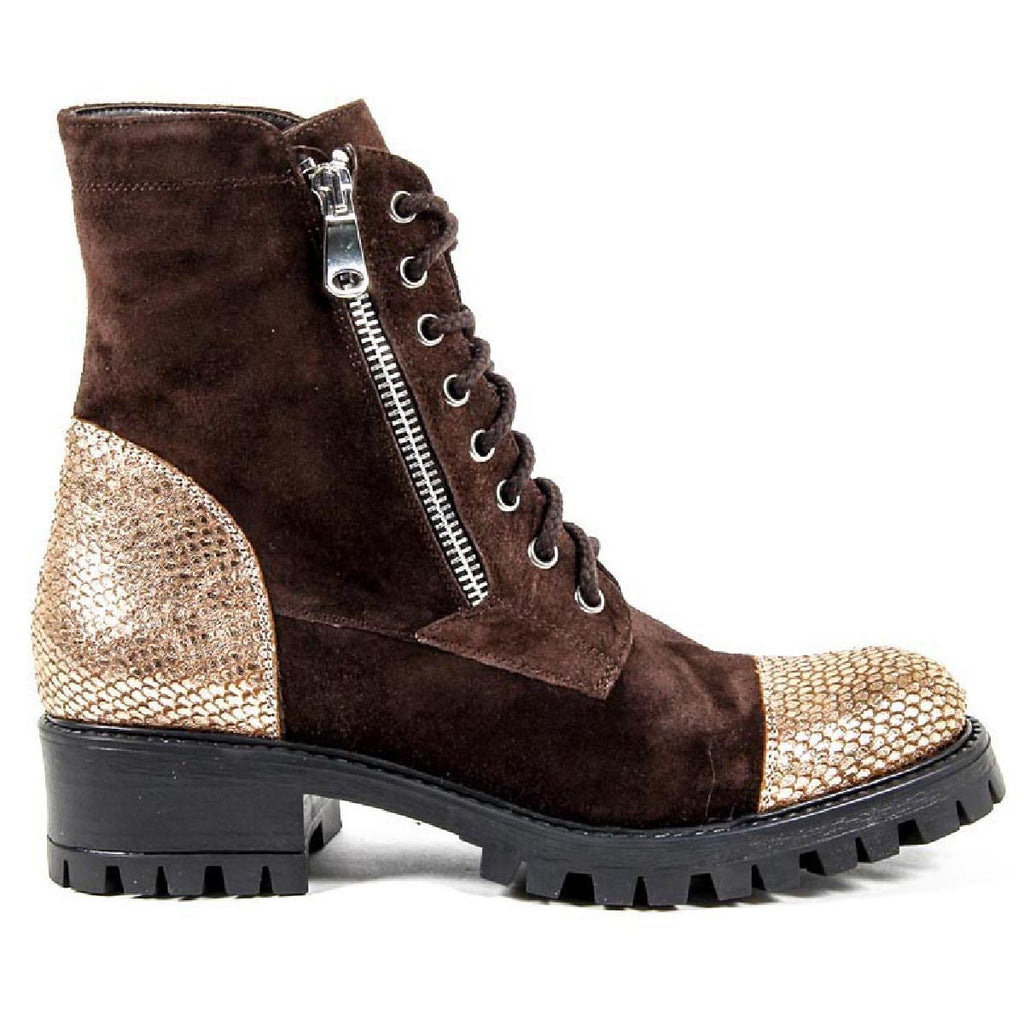 V 1969 Italia Womens Short Boot B1476 VELOUR TDM PITONE BRONZO