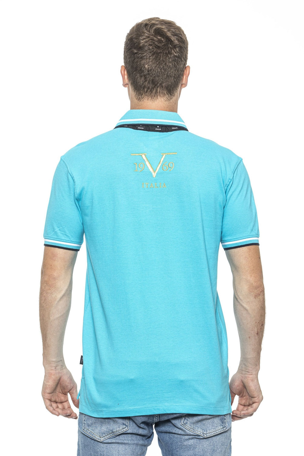 19V69 Italia Polo Uomo Azzurro RETRO TURCHESE
