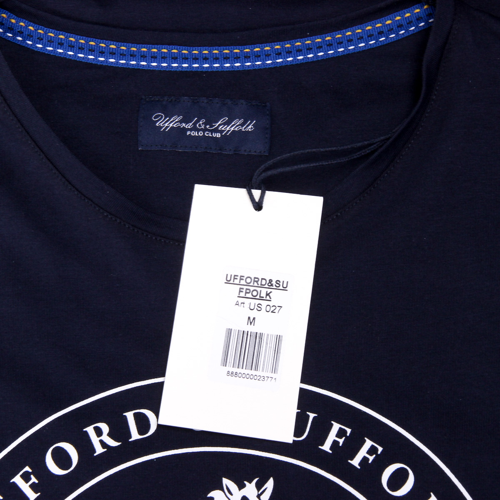 T-shirt da uomo Ufford & Suffolk Polo Club a maniche corte con scollo tondo US027 BLU NAVY