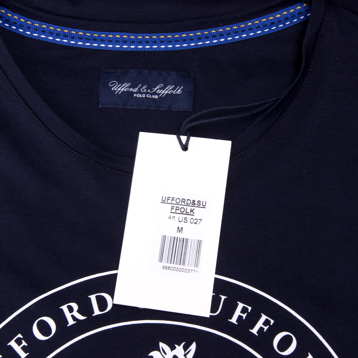T-shirt da uomo Ufford & Suffolk Polo Club a maniche corte con scollo tondo US027 BLU NAVY