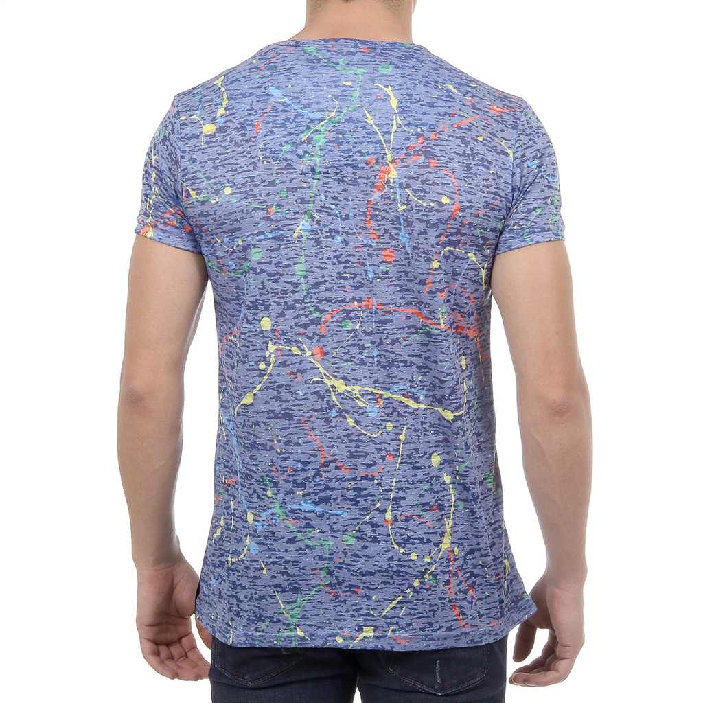 Andrew Charles T-shirt da uomo a maniche corte con scollo rotondo blu HUNTER