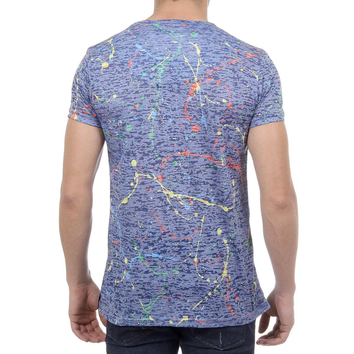 Andrew Charles T-shirt da uomo a maniche corte con scollo rotondo blu HUNTER