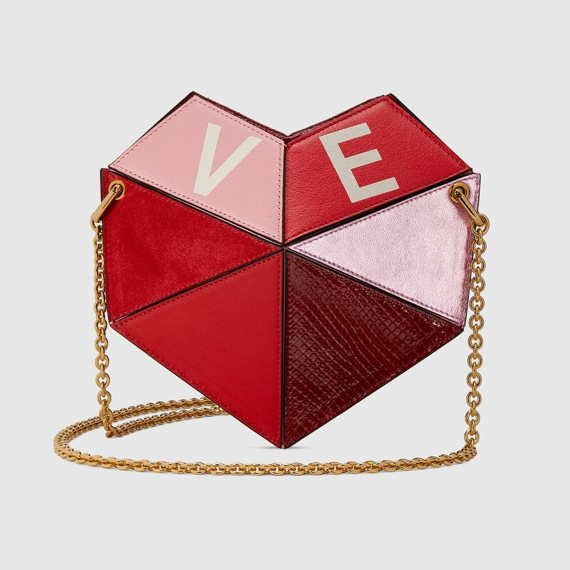 Gucci Borsa a tracolla piccola a forma di cuore rosso rosa