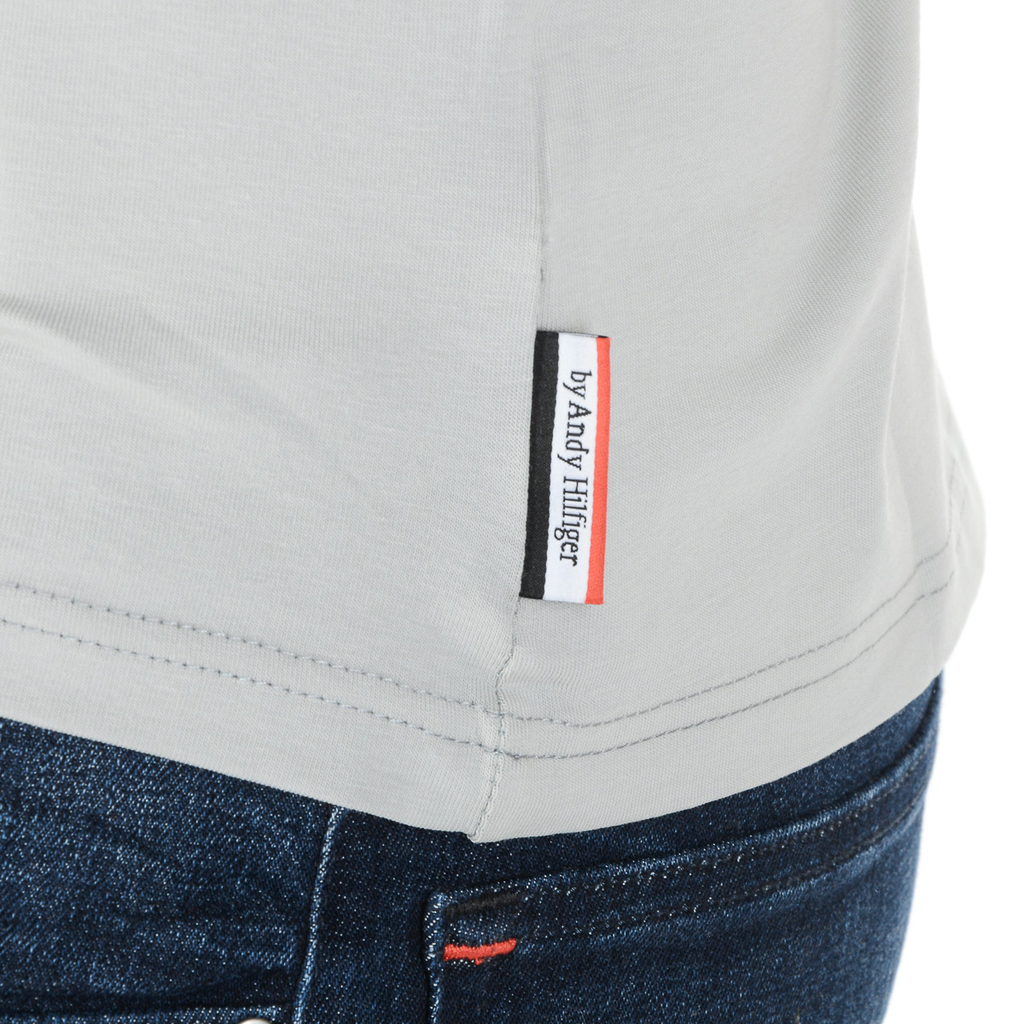 Andrew Charles T-shirt da uomo a maniche corte con scollo a V grigio chiaro KENAN