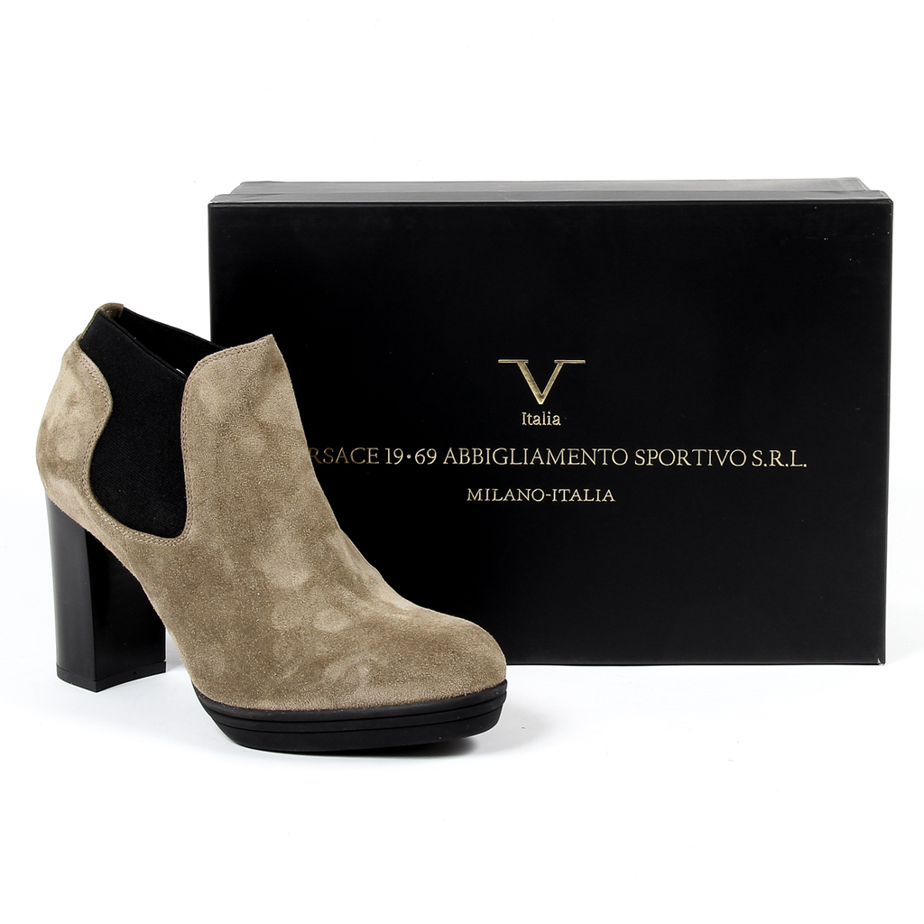 V 1969 Italia Stivaletto con tacco da donna Beige GRACY