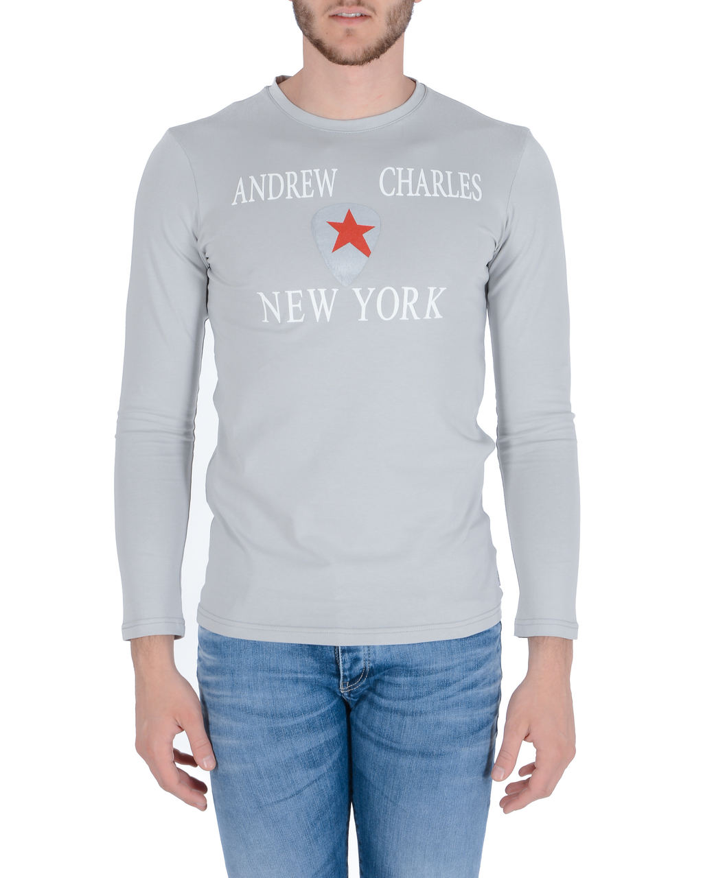 Andrew Charles Maglietta da uomo LS SELMA GRIGIO CHIARO S14