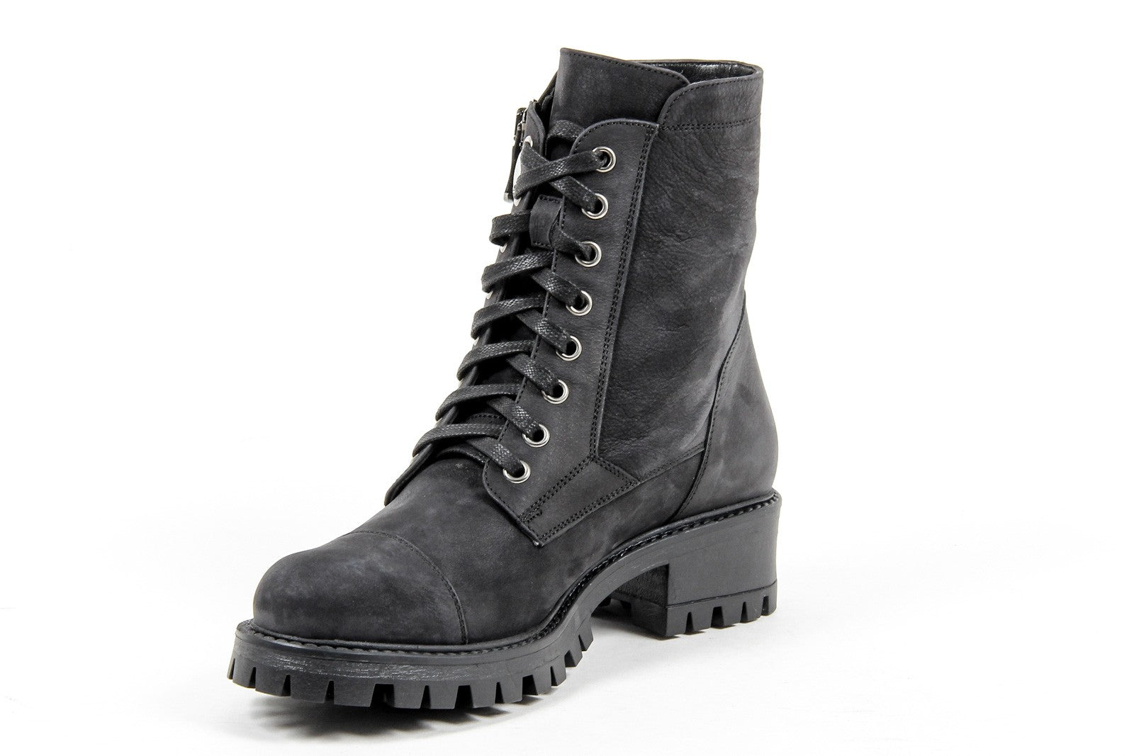 V 1969 Italia Womens Short Boot B1476 NABUK NERO