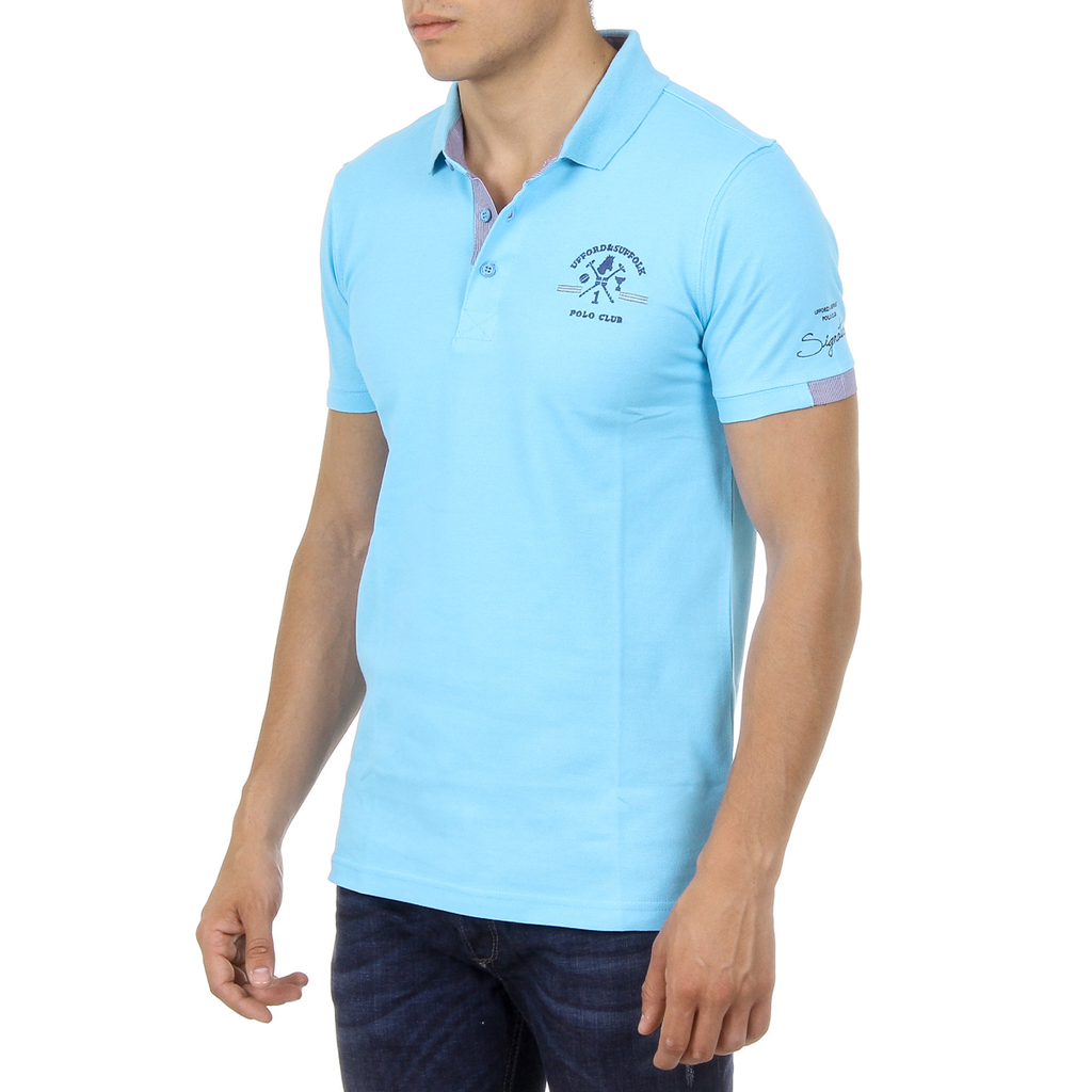Polo da uomo a maniche corte Ufford & Suffolk Polo Club US025 BLU